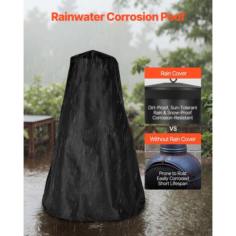 81034 - 22-Inch Iron Chiminea with BBQ Grill & Waterproof Cover