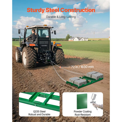 QYP48*20IN - 4FT Heavy-Duty Steel Drag Harrow for Efficient Land Management