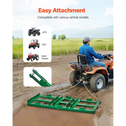 QYP48*20IN - 4FT Heavy-Duty Steel Drag Harrow for Efficient Land Management