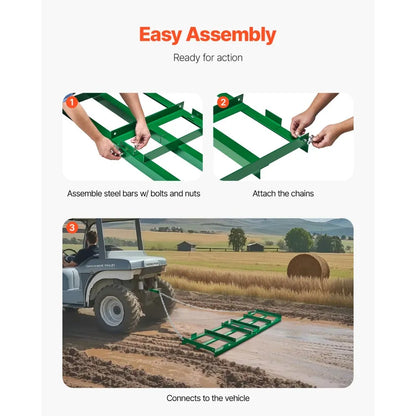 QYP72*20IN - 6ft Heavy-Duty Drag Harrow for Easy Land Management