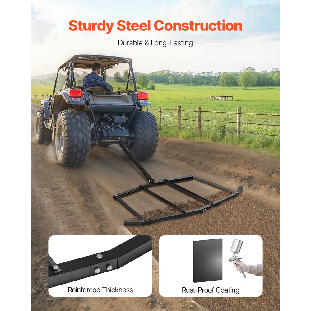 QYP72IN - 72" Heavy-Duty Steel Drag Harrow for ATVs & UTVs