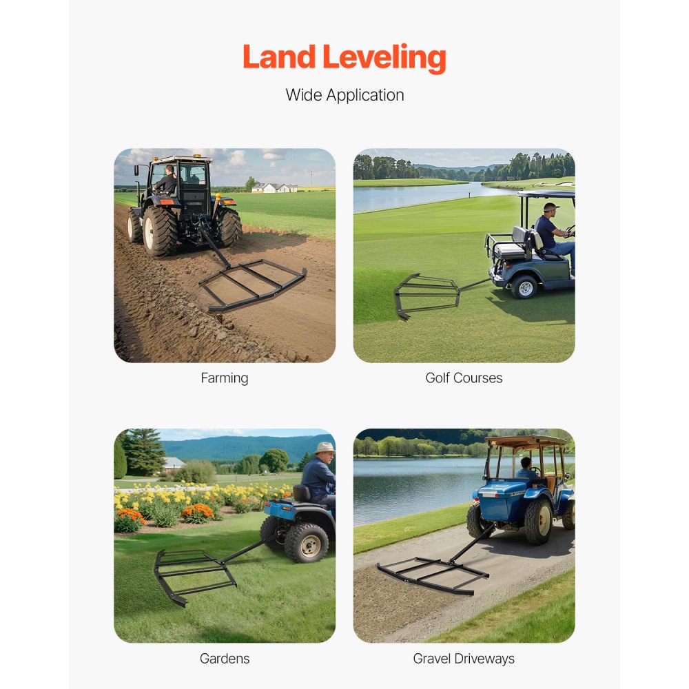 QYP72IN - 72" Heavy-Duty Steel Drag Harrow for ATVs & UTVs