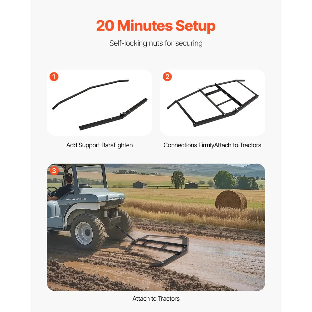 QYP74IN - 74" Steel Drag Harrow for ATV/UTV with Adjustable Leveling