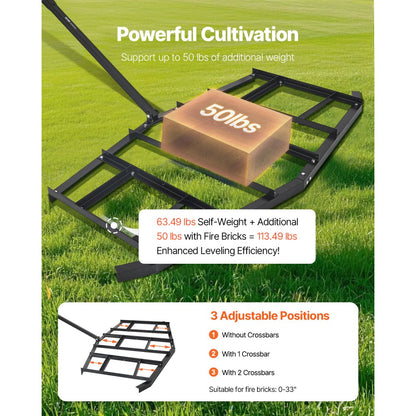 QYP84IN - Heavy-Duty 84" Steel Tow Behind Drag Harrow with Adjustable Depth