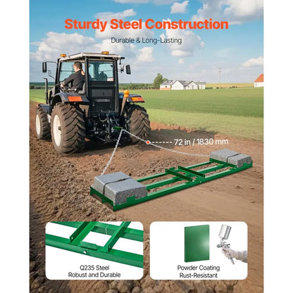 QYP96*20IN - 8 ft Durable Steel Drag Harrow for Efficient Land Leveling