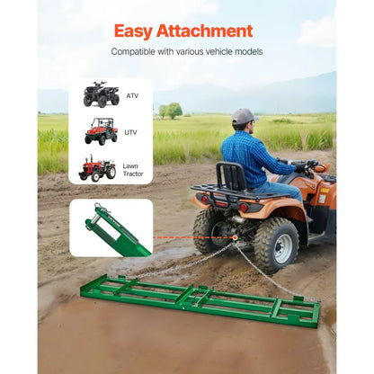 QYP96*20IN - 8 ft Durable Steel Drag Harrow for Efficient Land Leveling