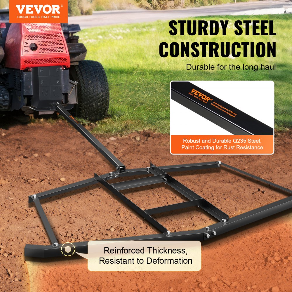 LJY1209 - VEVOR 74" Driveway Drag Harrow, Adjustable Weight for Gravel Maintenance