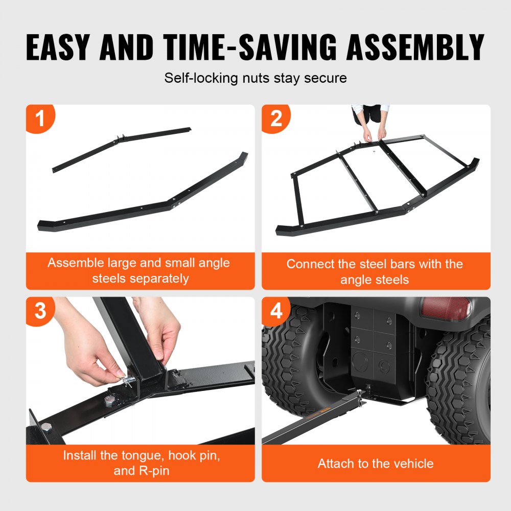 LJY1209 - VEVOR 74" Driveway Drag Harrow, Adjustable Weight for Gravel Maintenance