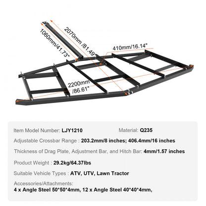 LJY1210 - 84" Heavy-Duty Driveway Drag for ATV/UTV استعمال