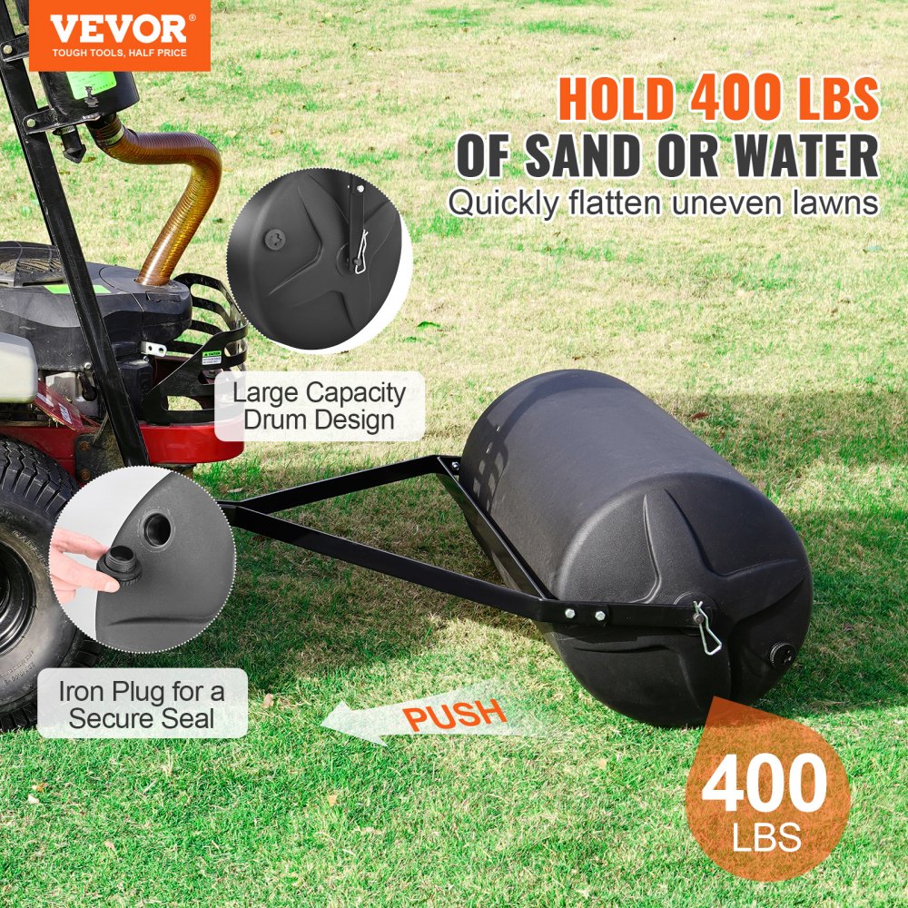 TI-1836 - 400lbs Heavy-Duty Tow-Behind Lawn Roller for Optimal Seed Germination