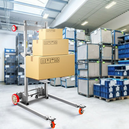 551 lbs Manual Winch Stacker - 63" Height Steel Lift with Adjustable Forks