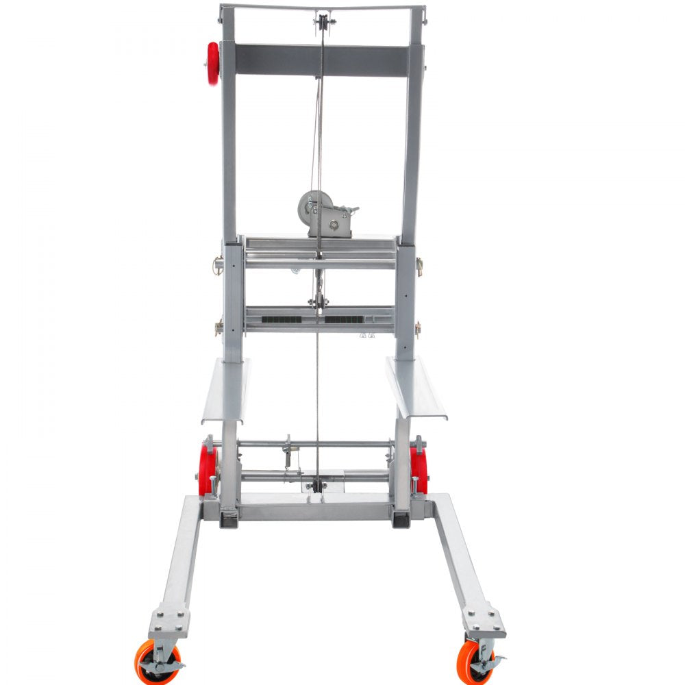 551 lbs Manual Winch Stacker - 63" Height Steel Lift with Adjustable Forks