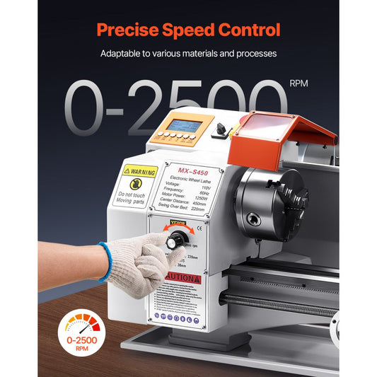 MX-S450 - Electronic 8.7" x 18" Metal Lathe with Automated Feeding