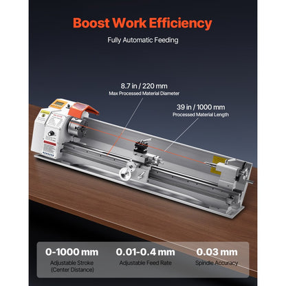 MX-S1170 - Precision Metal Lathe 8.7" x 39", Automatic Feeding System