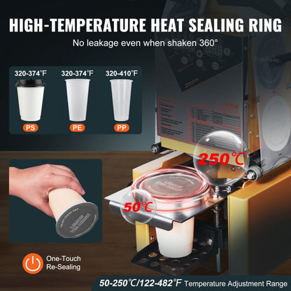 WY-980 - Efficient Automatic Cup Sealer for Boba and Milk Tea, 650 Cups/Hour