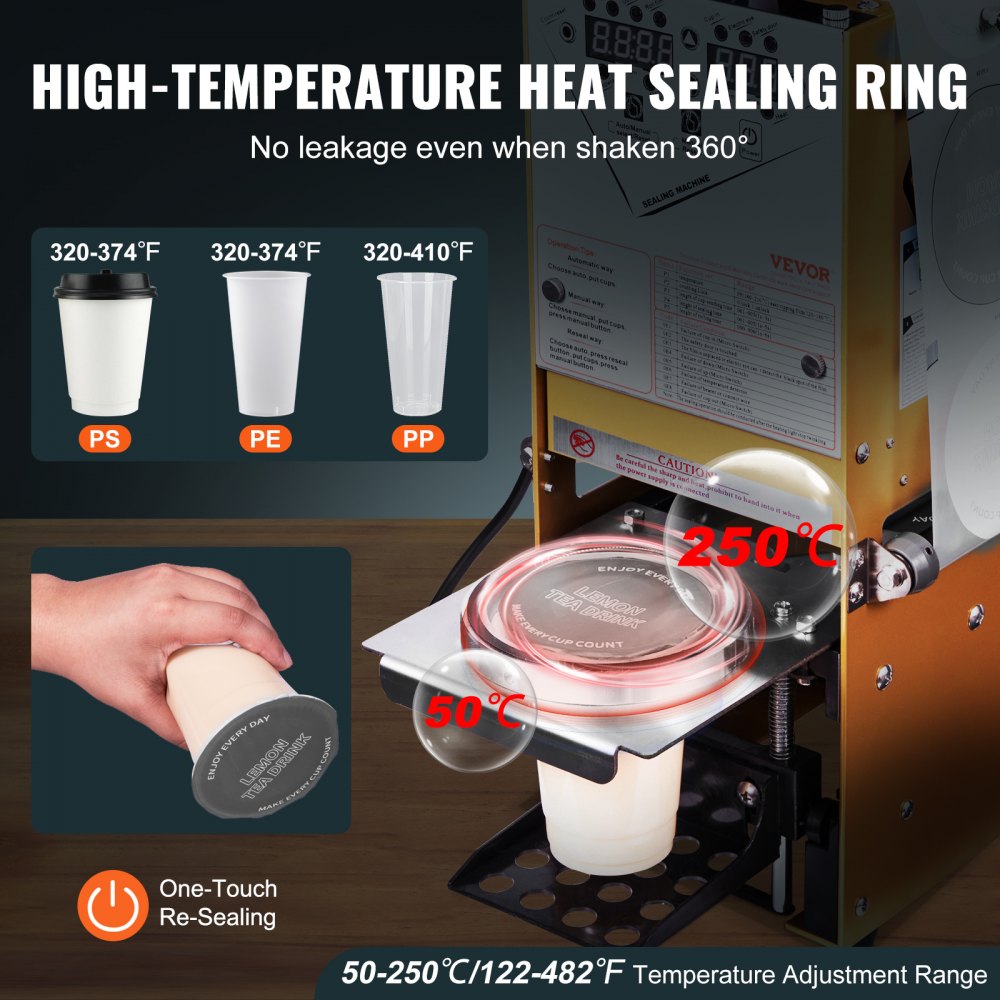 WY-890 - High-Speed Cup Sealing Machine, 650 Cups/Hour