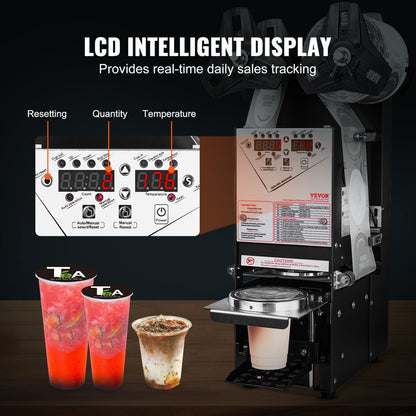 WY-890 - High-Speed Automatic Cup Sealer for Cafes, Seals 650 Cups/Hr