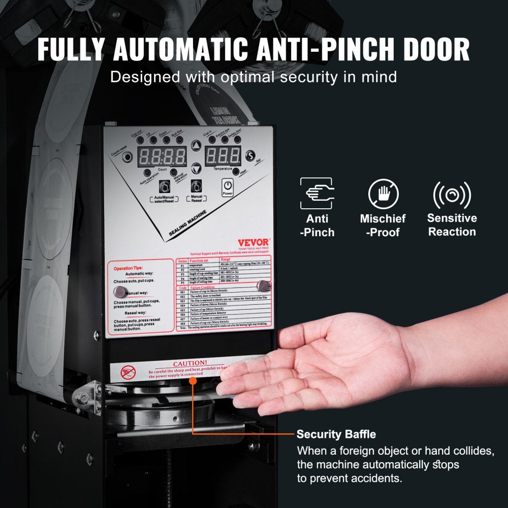 WY-890 - High-Speed Automatic Cup Sealer for Cafes, Seals 650 Cups/Hr