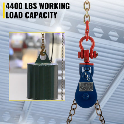 010846572033 - Heavy-Duty 3'' Snatch Block Pulley with Steel Chain, 4400 lbs Capacity