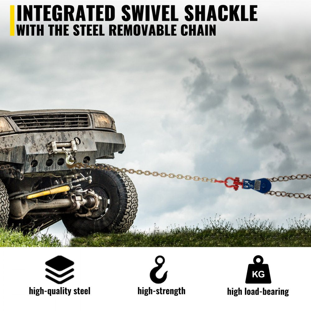 010846572033 - Heavy-Duty 3'' Snatch Block Pulley with Steel Chain, 4400 lbs Capacity