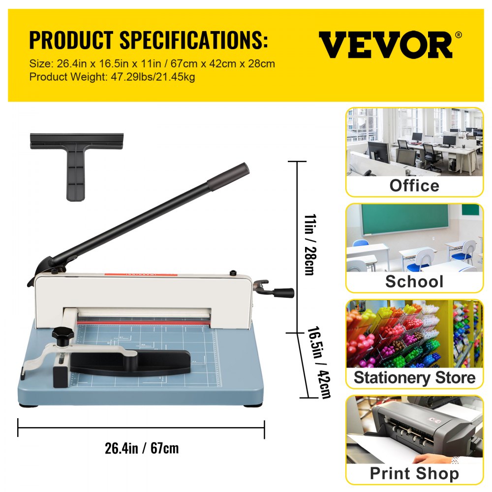 010138382929 - 44cm VEVOR Heavy-Duty Paper Cutter with Safety Lock