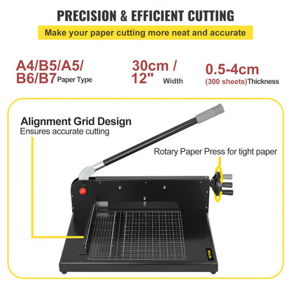 010818015613 - Heavy-Duty 12" Manual Paper Cutter with Safety Features