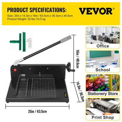 010818015613 - Heavy-Duty 12" Manual Paper Cutter with Safety Features