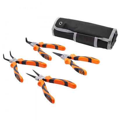 SY-415 - High Carbon Steel 4-Piece Snap Ring Pliers Set with Tool Bag