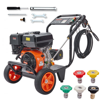 BSG250A - 4400 PSI Gas Pressure Washer with 5 Nozzles & 2-Wheel Cart