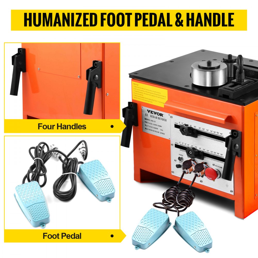 RB-25 - 1700W Electric Rebar Bender for 1" Rebar, Hands-Free Control