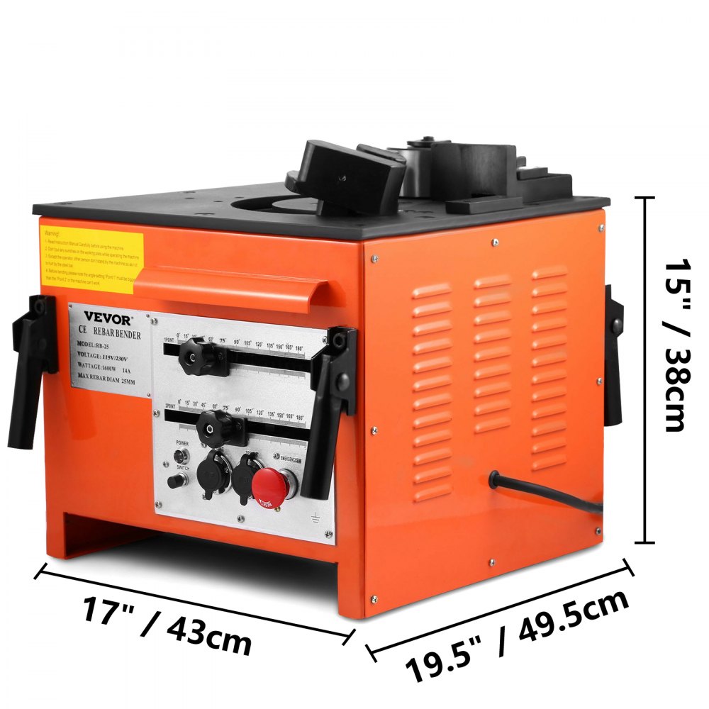 RB-25 - 1700W Electric Rebar Bender for 1" Rebar, Hands-Free Control