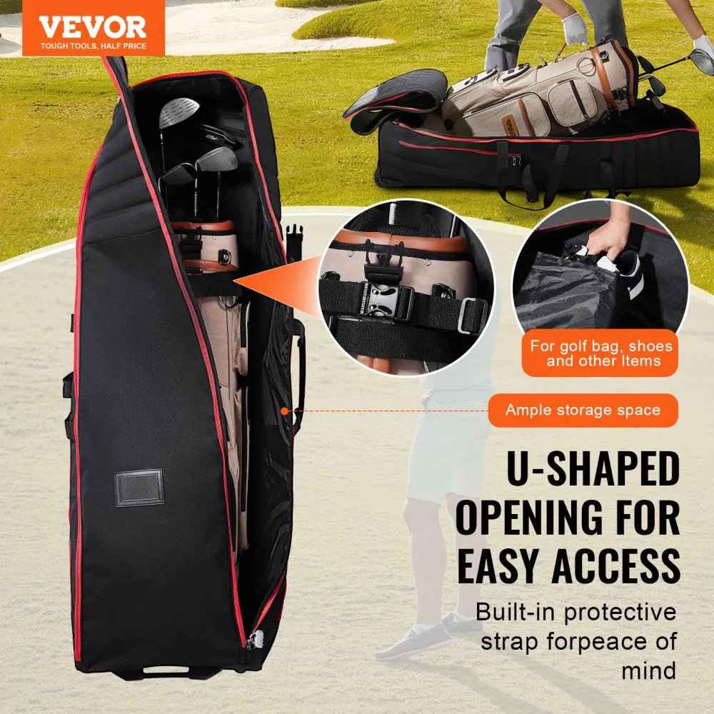 50879 - Weatherproof Golf Club Travel Bag with Wheels and Storage Pockets