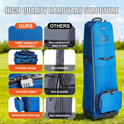 50860 - Premium Golf Travel Bag with Wheels & External Pocket