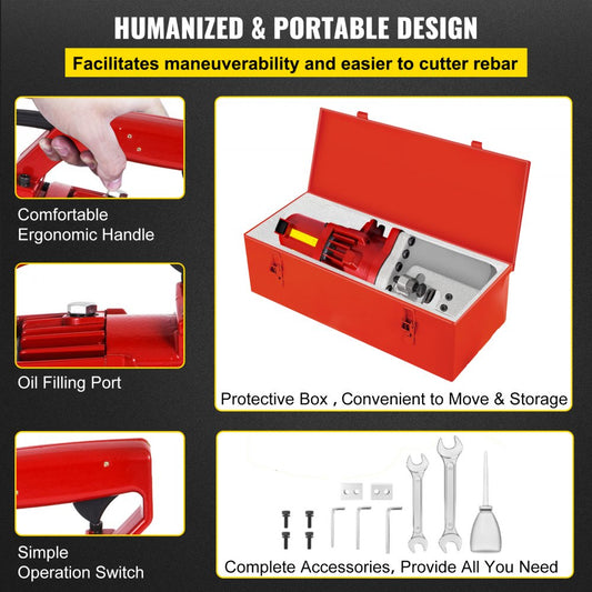 RC-20 - 1250W Hydraulic Electric Rebar Cutter for 4-20mm Bars