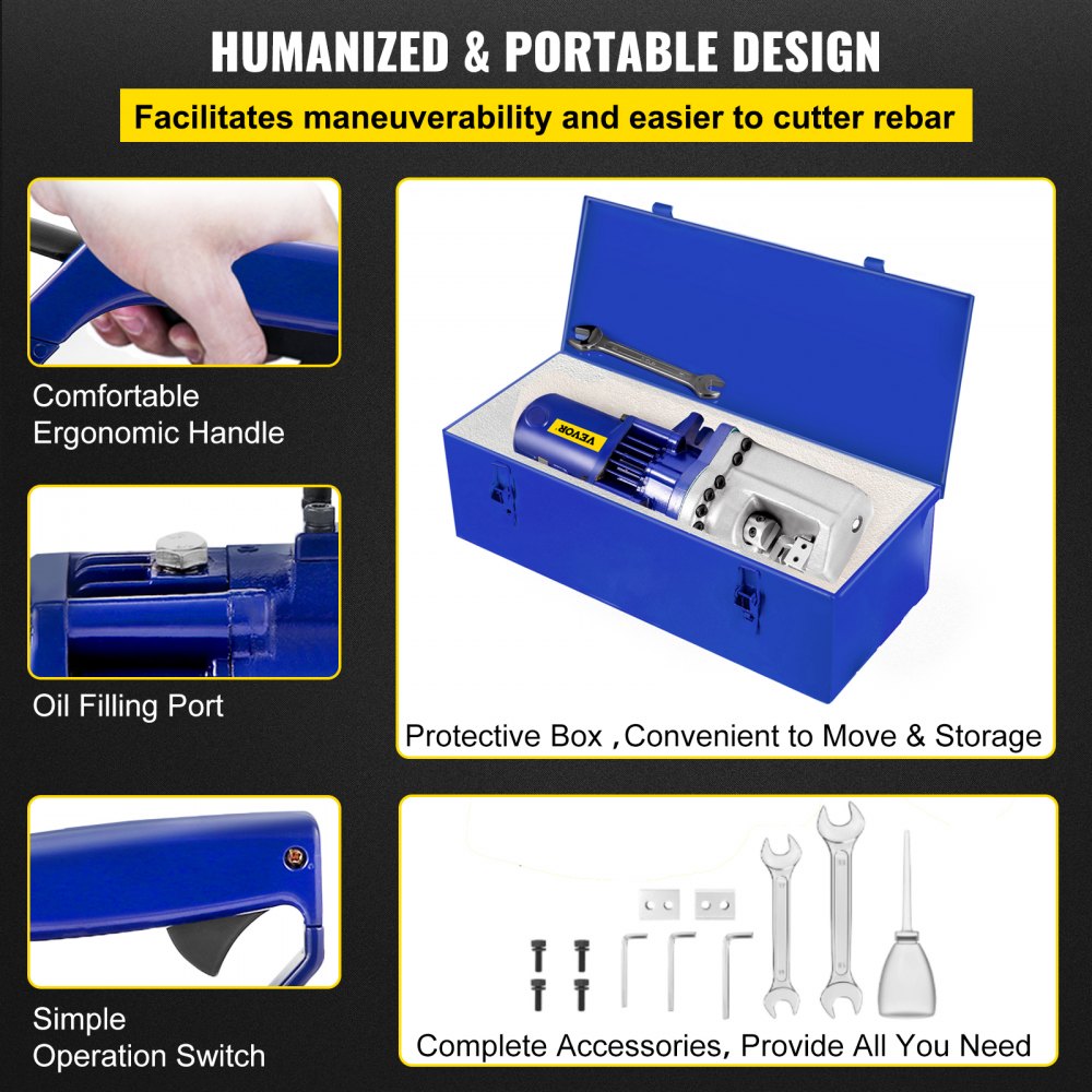 RC-22 - 1350W Hydraulic Electric Rebar Cutter for 4-22mm Rebar
