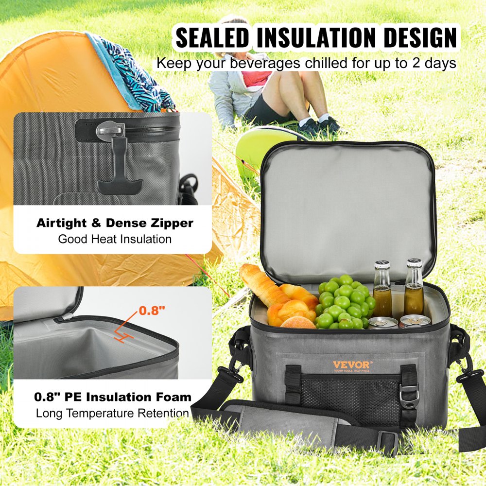 HT-20233 - 14.2x11x9.4 Soft Cooler Bag for 16 Cans, Leakproof Design