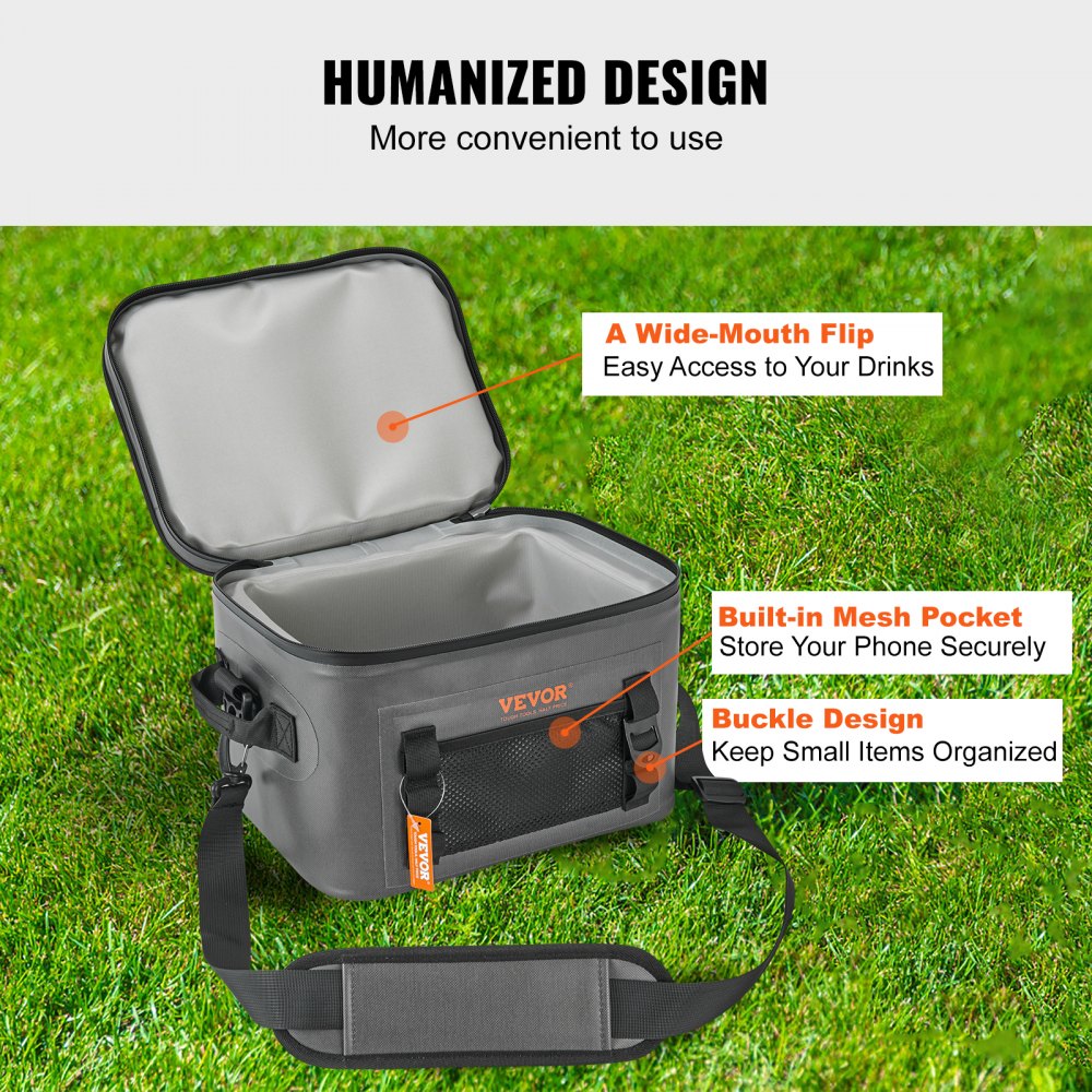HT-20233 - 14.2x11x9.4 Soft Cooler Bag for 16 Cans, Leakproof Design