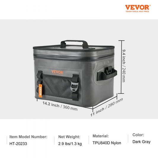 HT-20233 - 14.2x11x9.4 Soft Cooler Bag for 16 Cans, Leakproof Design