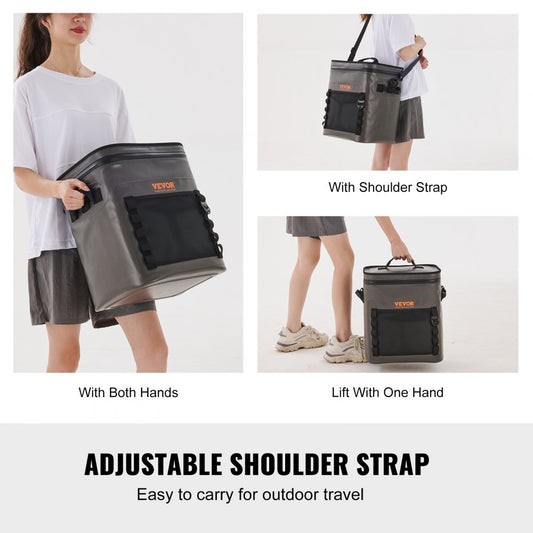 HT-20235 - Portable 30-Can Leakproof Soft Cooler Bag 14.2"x11"x15.6"