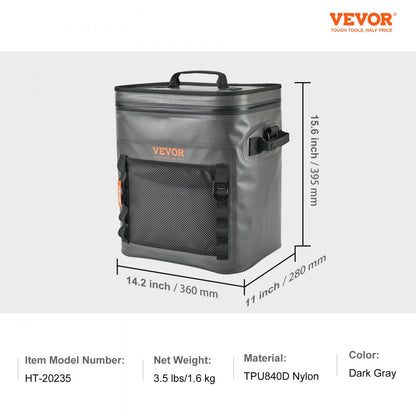 HT-20235 - Portable 30-Can Leakproof Soft Cooler Bag 14.2"x11"x15.6"