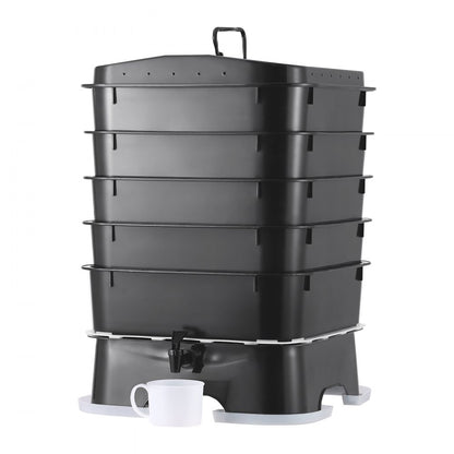 WB25101 - 44 QT HDPE 5-Tray Worm Composter with Ventilation & Tap