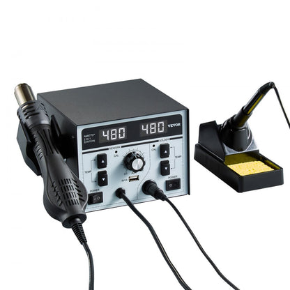 AM877D+ - 820W Dual Hot Air and Soldering Station with USB Charging