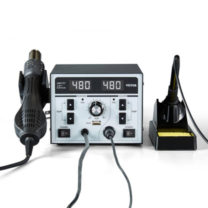 AM877D+ - 820W Dual Hot Air and Soldering Station with USB Charging