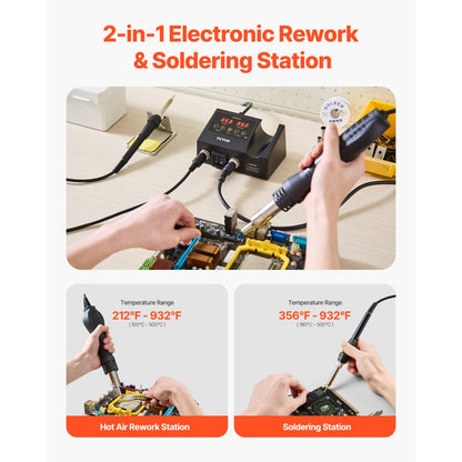 AM366D - 750W 2-in-1 Hot Air & Soldering Station with Adjustable Airflow