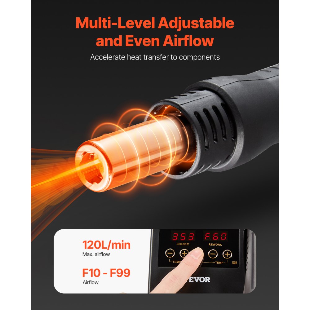 AM366D - 750W 2-in-1 Hot Air & Soldering Station with Adjustable Airflow