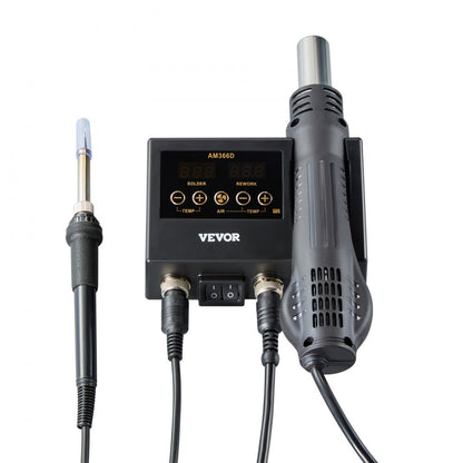 AM366D - 750W 2-in-1 Hot Air & Soldering Station with Adjustable Airflow