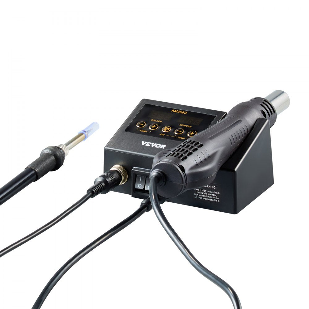 AM366D - 750W 2-in-1 Hot Air & Soldering Station with Adjustable Airflow