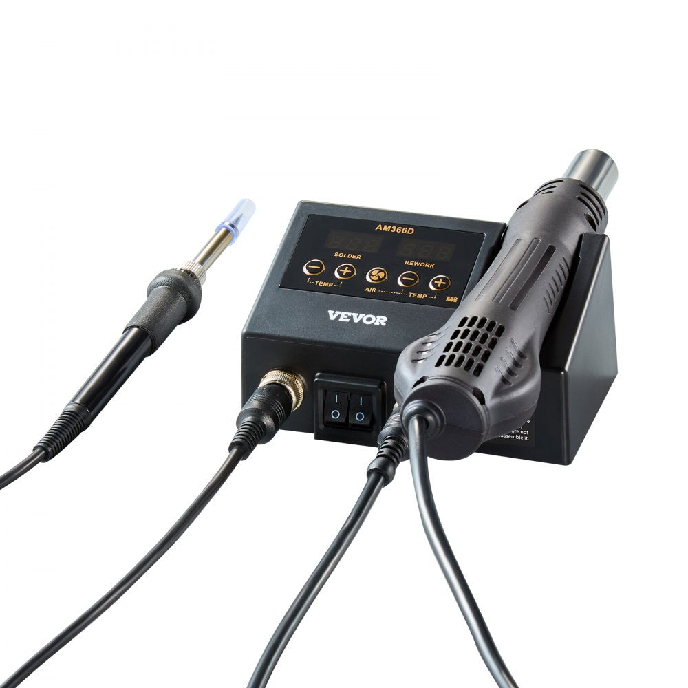 AM366D - 750W 2-in-1 Hot Air & Soldering Station with Adjustable Airflow