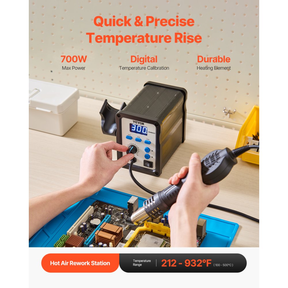 AM8800D - 700W Digital Hot Air Rework Station with Adjustable Airflow
