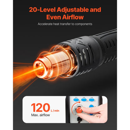AM8800D - 700W Digital Hot Air Rework Station with Adjustable Airflow